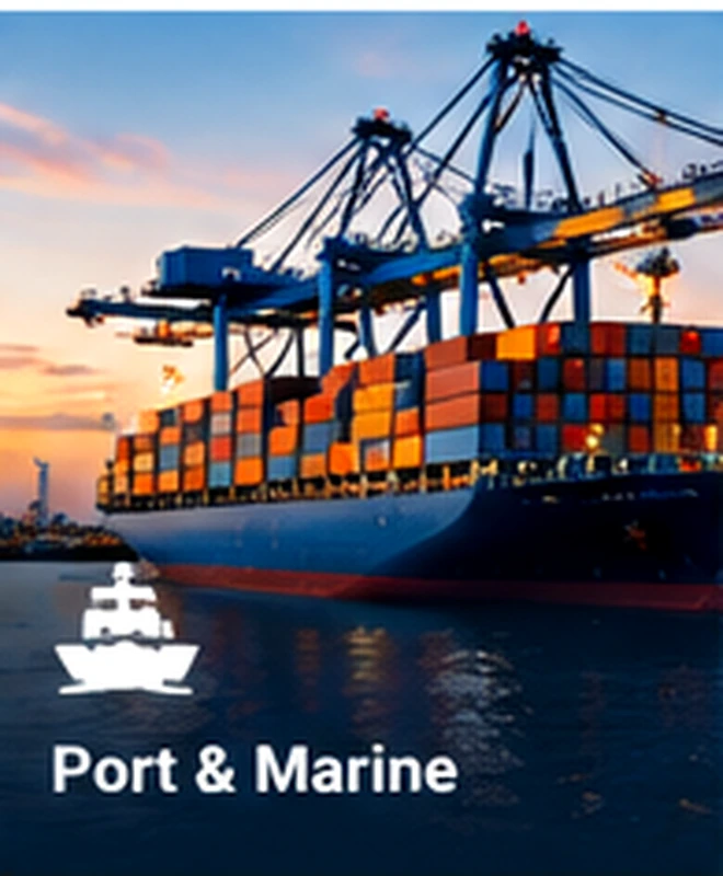 Container ship and port cranes